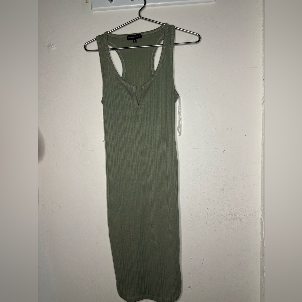 Ribbon Knit Notch Neck Tank Dress